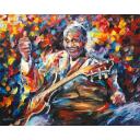 Gallery value USD18900 BB KING - GOOD NIGHT - PALETTE KNIFE Oil Painting On Canvas By Leonid Afremov